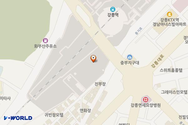 코레일 강릉역(제2주차장) 위치 지도 — 강원특별자치도 강릉시 율곡로 2876