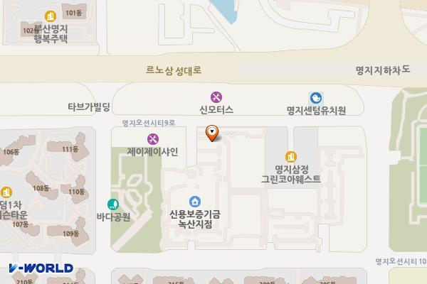 한국선급 본관동 위치 지도 — 부산광역시 강서구 명지오션시티9로 36