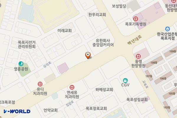 현대자동차 목포하당지점 위치 지도 — 전남광주통합특별시 목포시 백년대로279번길 1