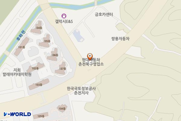 현대자동차 춘천북부지점 위치 지도 — 강원특별자치도 춘천시 동내면 춘천순환로 171