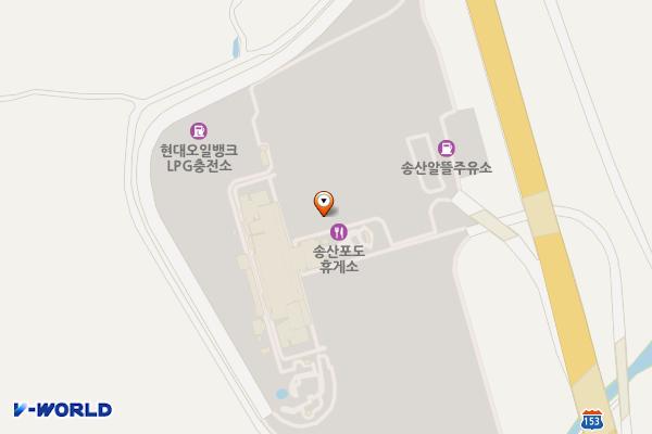 송산포도휴게소(평택방향) 위치 지도 — 경기도 화성시 송산면 평택시흥고속도로 25
