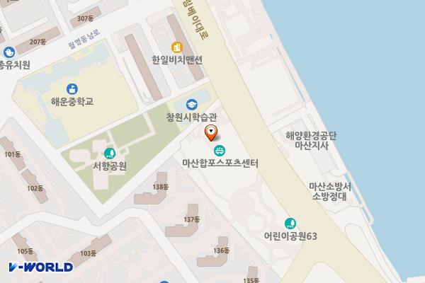 마산합포스포츠센터 위치 지도 — 경상남도 창원시 마산합포구 드림베이대로 56