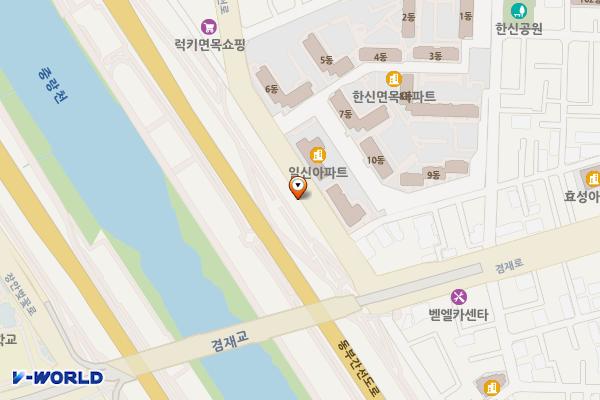 일신아파트 앞 노상 공영주차장 – 가로등형 위치 지도 — 서울특별시 중랑구 중랑천로 14