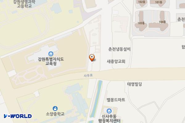 강원특별자치도장애인종합복지관 위치 지도 — 강원특별자치도 춘천시 사우로 27