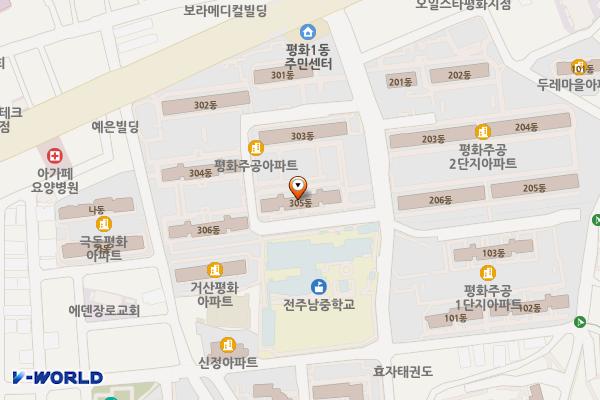 전주종합사회복지관 위치 지도 — 전북특별자치도 전주시 완산구 평화동1가 445-1 