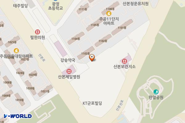 견인차보관소(행복공영주차장) 위치 지도 — 경기도 군포시 산본로372번길 6