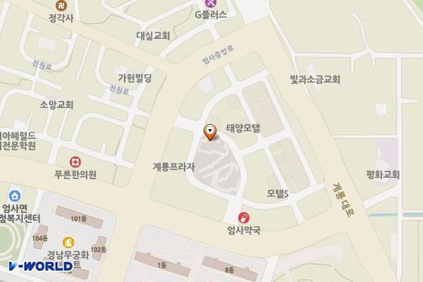 엄사상점가 공영주차장 위치 지도 — 충청남도 계룡시 엄사면 번영1길 5-17
