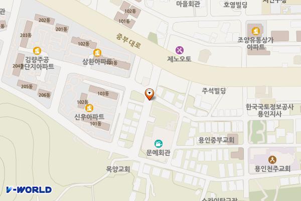 용인시문예회관노상주차장 – 가로등형 위치 지도 — 경기도 용인시 처인구 중부대로1392번길 15