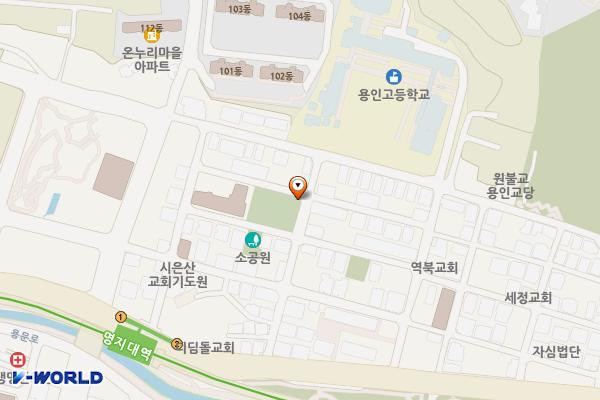 새터말공원 노상주차장 – 가로등형 위치 지도 — 경기도 용인시 처인구 역북동 381-2 새터말공원
