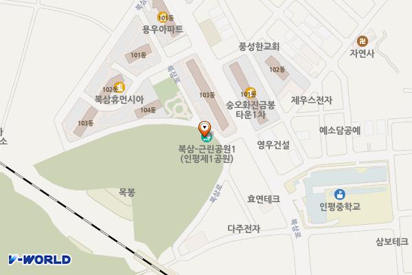 화진금봉타운주차장 위치 지도 — 경상북도 칠곡군 북산읍 인평리 711-2