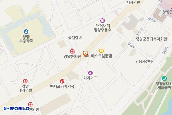 양양로노상공영주차장 위치 지도 — 강원특별자치도 양양군 양양읍 남문리 3-221