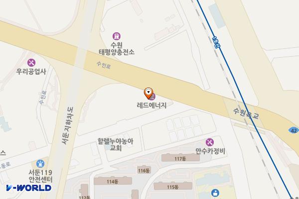 레드 에너지(舊 2002주유소) 위치 지도 — 경기 수원시 권선구 서둔동 9-26