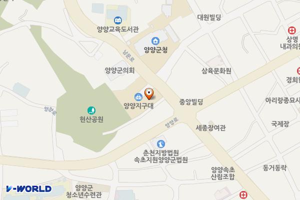 의회주차장 위치 지도 — 강원특별자치도 양양군 양양읍 군행리 5-3