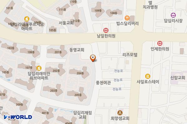 답십리 노상공영주차장 – 가로등형 위치 지도 — 서울특별시 동대문구 답십리로 136