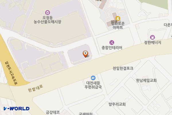 오정농수산물도매시장 위치 지도 — 대전광역시 대덕구 한밭대로 987
