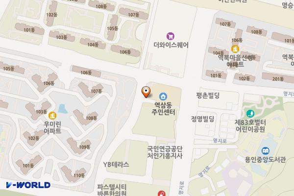 역북동행정복지센터 위치 지도 — 경기도 용인시 처인구 명지로 16