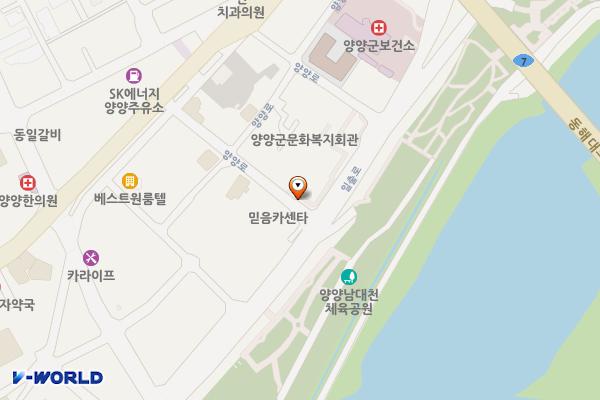 양양군문화복지회관주차장 위치 지도 — 강원특별자치도 양양군 양양읍 남문리 3-87