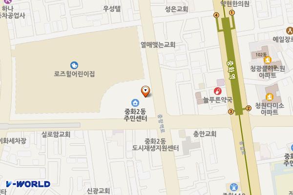 중화2동공원 지하공영주차장 위치 지도 — 서울특별시 중랑구 봉화산로 27