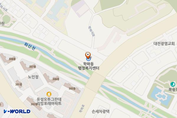 학하동행정복지센터 위치 지도 — 대전광역시 유성구 학하서로 190