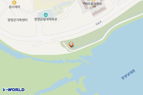 남대천 둔치(양양교상류) 위치 지도 — 강원특별자치도 양양군 양양읍 남문리 328