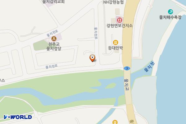 물치공영주차장(B) 위치 지도 — 강원특별자치도 양양군 강현면 물치리 70-2