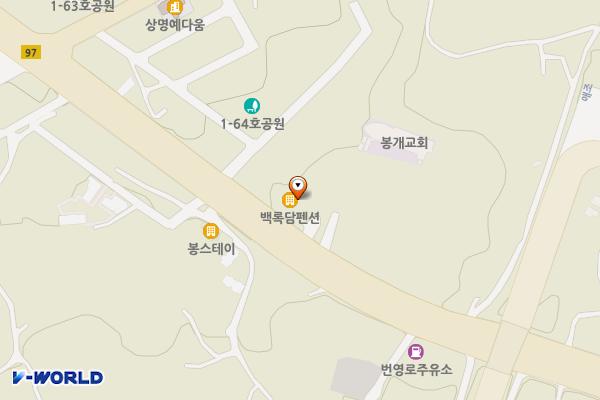 백록담펜션(OCPP) 위치 지도 — 제주특별자치도 제주시 번영로 557
