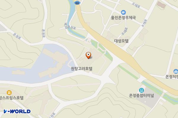 백암고려온천호텔 위치 지도 — 경상북도 울진군 온정면 온천로 10-6