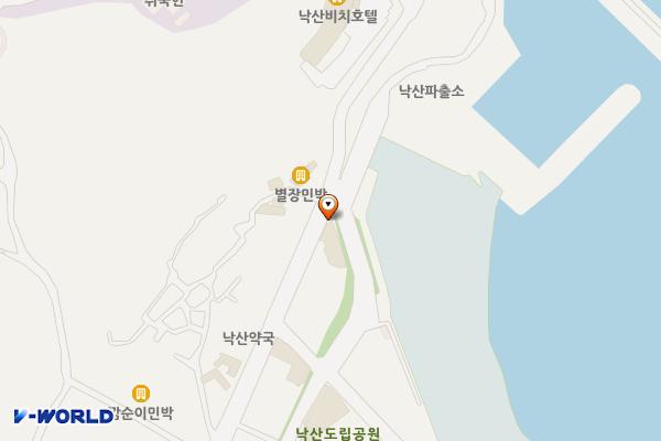 낙산 A지구 주차장(산호횟집 앞) 위치 지도 — 강원특별자치도 양양군 강현면 전진리 7-8