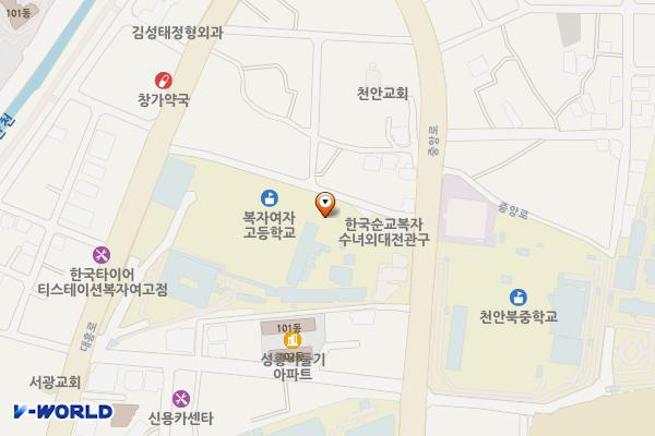 복자여자고등학교 위치 지도 — 충청남도 천안시 동남구 복자1길 1