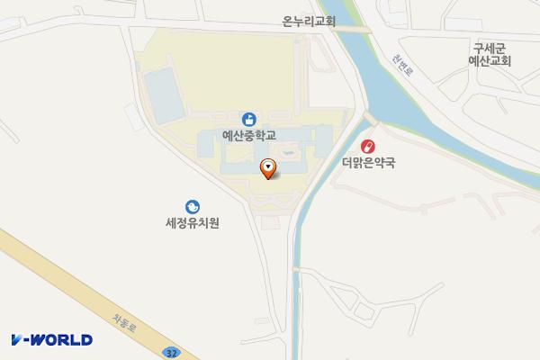 예산중학교 위치 지도 — 충청남도 예산군 예산읍 예중길 40