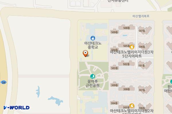 아산 테크노중학교 위치 지도 — 충청남도 아산시 둔포면 아산밸리북로 32
