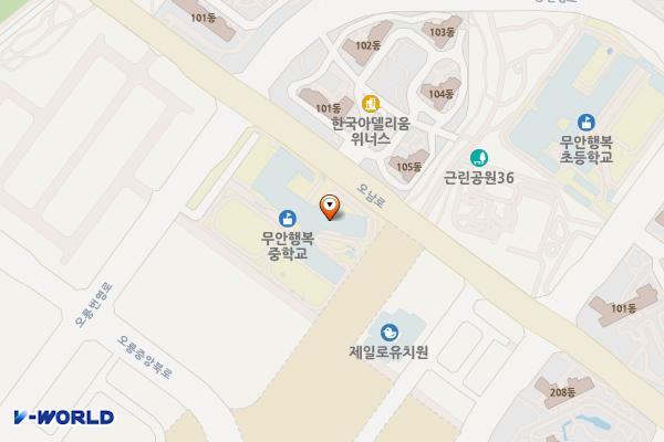 무안행복중학교 위치 지도 — 전남광주통합특별시 무안군 일로읍 오룡번영로 110