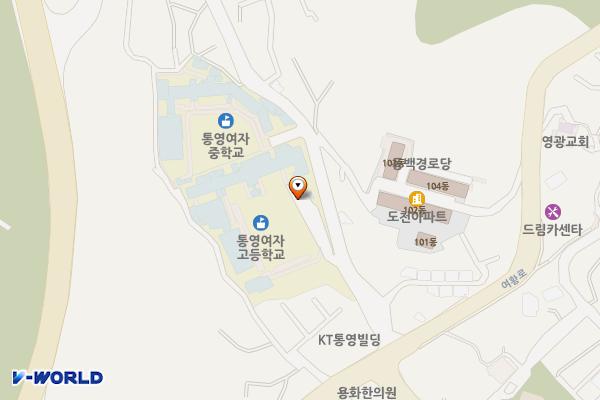 통영여자고등학교 위치 지도 — 경상남도 통영시 도리1길 19