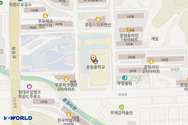 운림중학교 위치 지도 — 전남광주통합특별시 동구 의재로 137