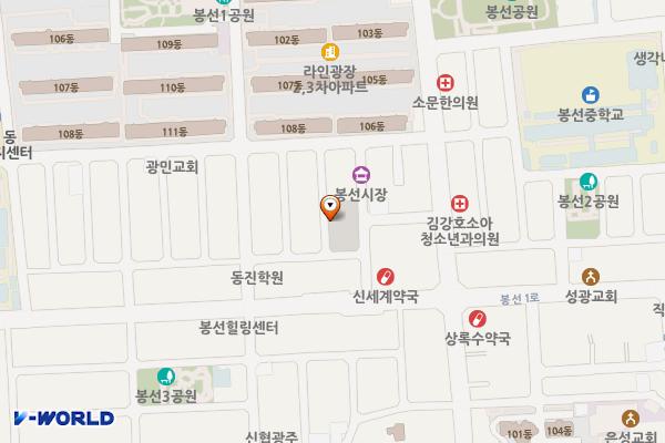 봉선시장 주차타워 위치 지도 — 전남광주통합특별시 남구 봉선1로47번길 7