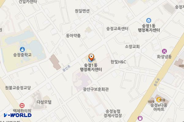 광주복합커뮤니티센터 위치 지도 — 전남광주통합특별시 광산구 광산로 70