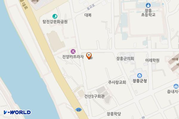 장흥 힐링테라피 센터 위치 지도 — 전남광주통합특별시 장흥군 장흥읍 동교로 20