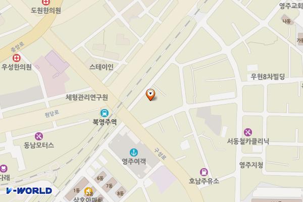 영주 휴천동 공영주차장 위치 지도 — 경상북도 영주시 구성로314번길 10