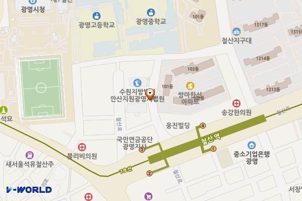 철산동 등기소 주변 위치 지도 — 경기도 광명시 철산동 525번지
