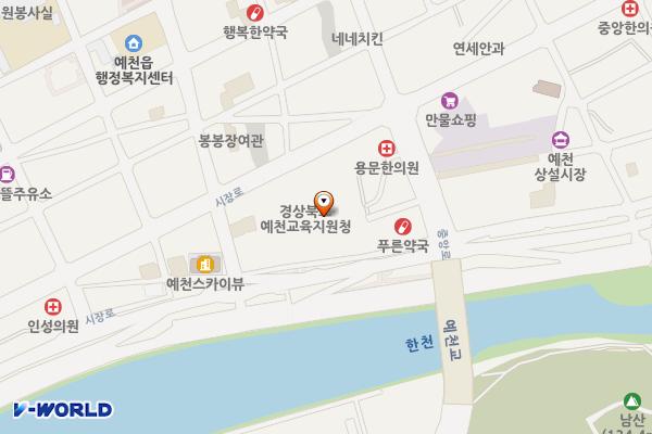 예천교육지원청 위치 지도 — 경상북도 예천군 예천읍 중앙로 40-5