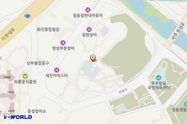 사천시립도서관 위치 지도 — 경상남도 사천시 정동면 반룡로 27