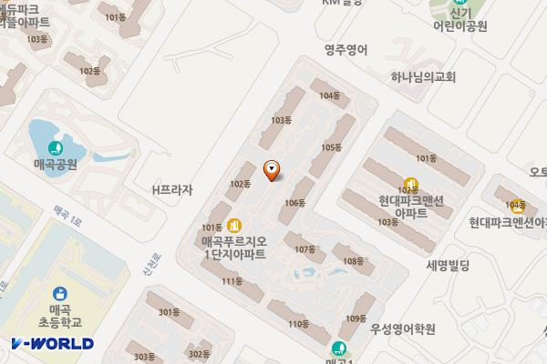 매곡푸르지오 공영주차장 위치 지도 — 울산광역시 북구 매곡동 844