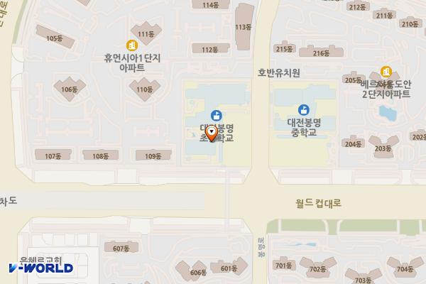 대전봉명초등학교 위치 지도 — 대전광역시 유성구 계룡로132번길 62