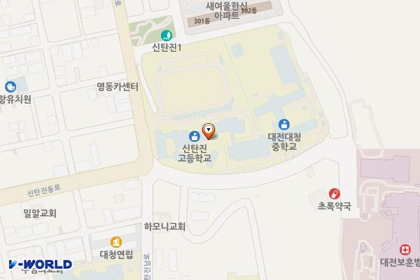 신탄진고등학교 위치 지도 — 대전광역시 대덕구 신탄진북로 14