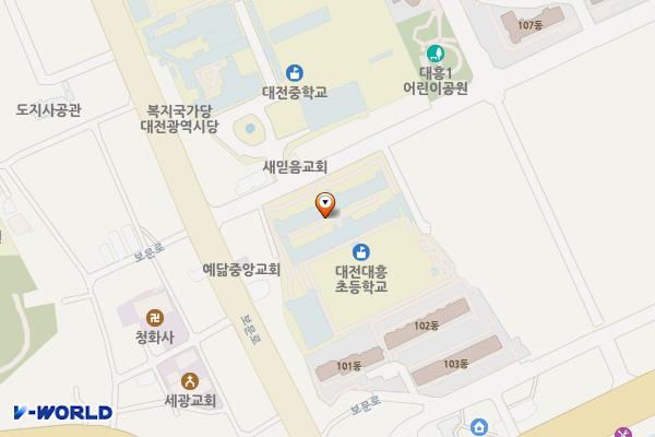 대전대흥초등학교 위치 지도 — 대전광역시 중구 수도산로 12