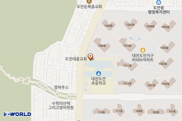대전도안초등학교 위치 지도 — 대전광역시 서구 원도안로 200