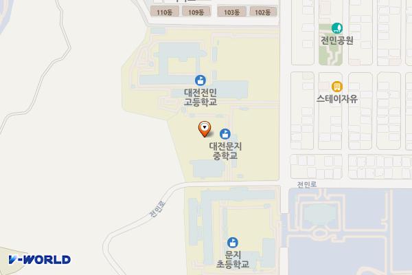 대전문지중학교 위치 지도 — 대전광역시 유성구 전민로 53