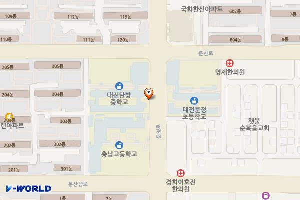 대전탄방중학교 위치 지도 — 대전광역시 서구 문정로 181
