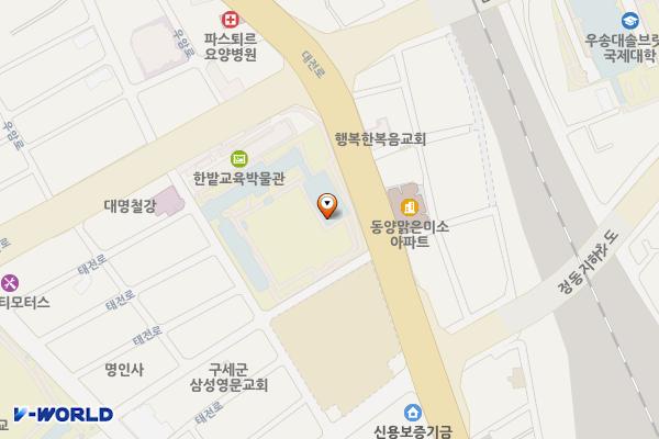 삼성초등학교_한밭교육박물관 위치 지도 — 대전광역시 동구 대전로867번길 12