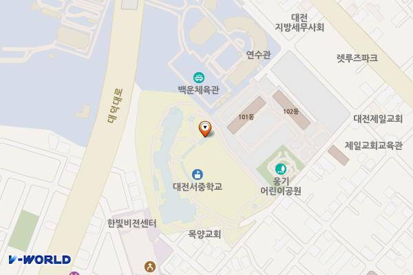 대전서중학교 위치 지도 — 대전광역시 서구 동서대로997번길 57